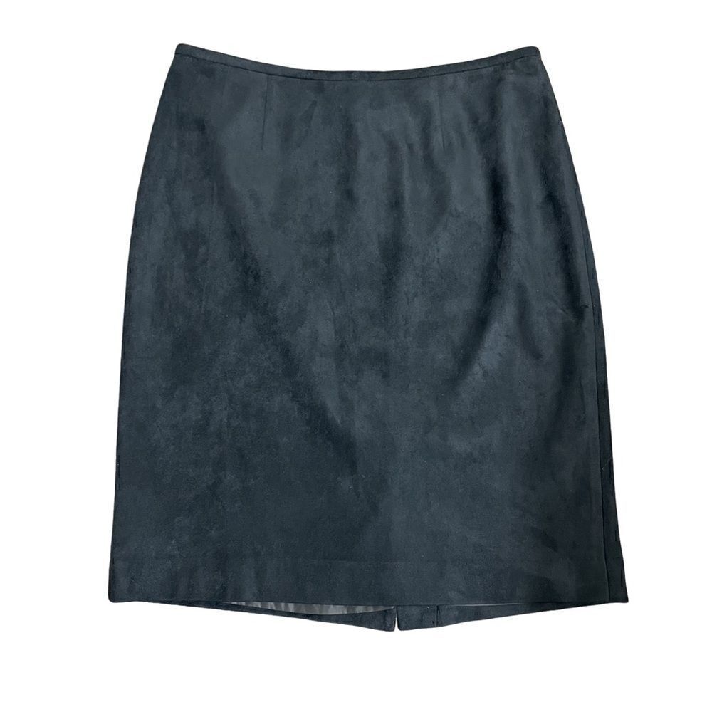 Calvin Klein Deep Charcoal Gray Suede Lined Midi Pencil Skirt (Size: 8)